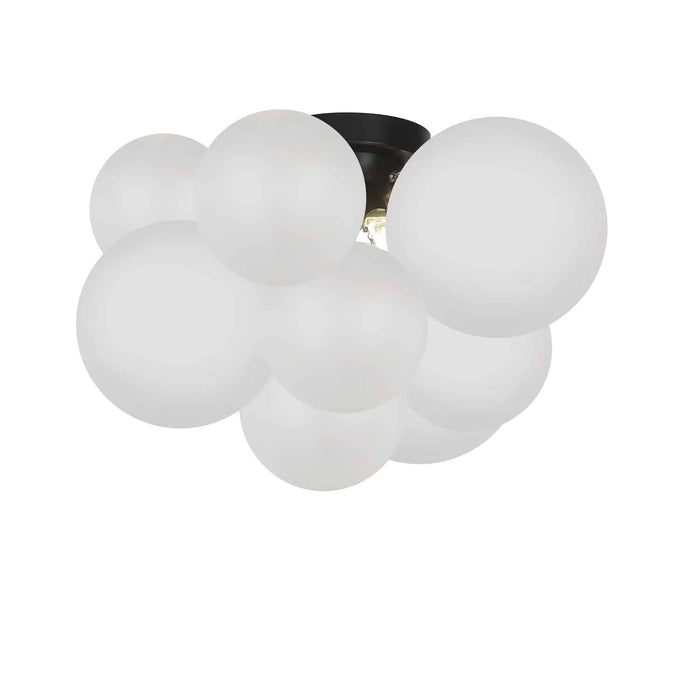 Miles 3 Light Flush Mount - Matte Black - Frosted Glass