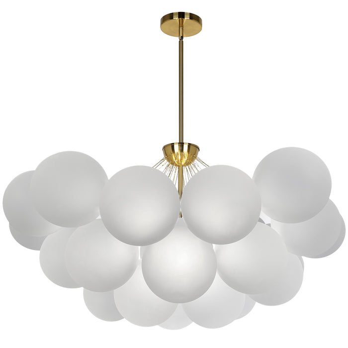 Miles 8 Light Chandelier - Aged Brass - Frosted White Glass