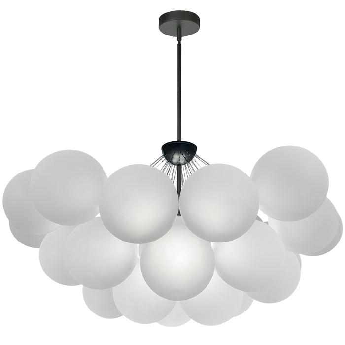 Miles 8 Light Chandelier - Matte Black - Frosted Glass