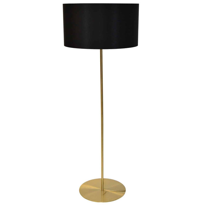 Maine 1 Light Floor Lamp - Aged Brass - Black Drum Shade