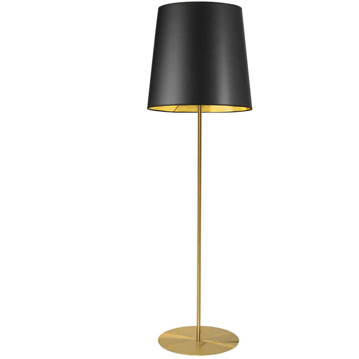 Maine 1 Light Floor Lamp - Aged Brass - Black/Gold Tapered Drum Shade