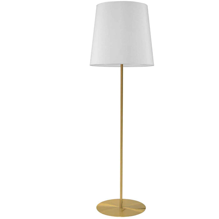 Maine 1 Light Floor Lamp - Aged Brass - White Tapered Drum Shade