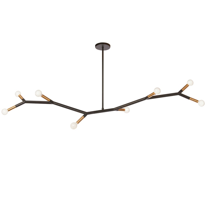 Morgan 8 Light Horizontal Pendant - Matte Black/Aged Brass Finish