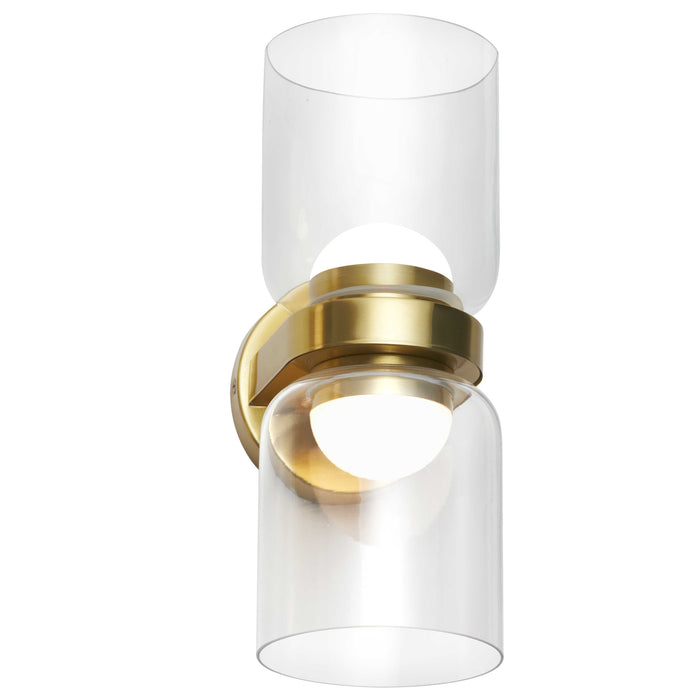 Nadine 2 Light LED Sconce - 20W - Aged Brass - Clear Glass