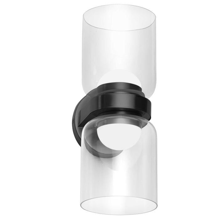 Nadine 2 Light LED Sconce - 20W - Matte Black - Clear Glass