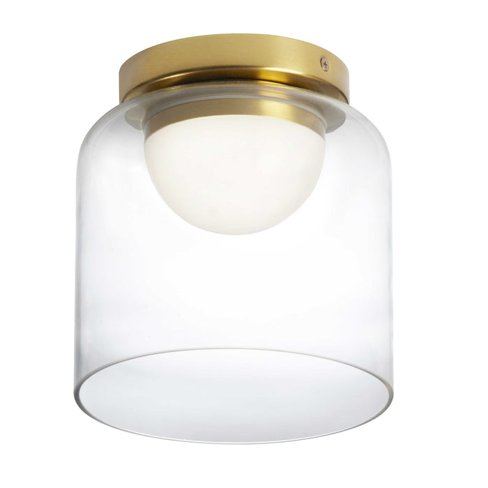 Nadine 7"Dia. LED Flush Mount - 10W - Aged Brass - Clear Glass