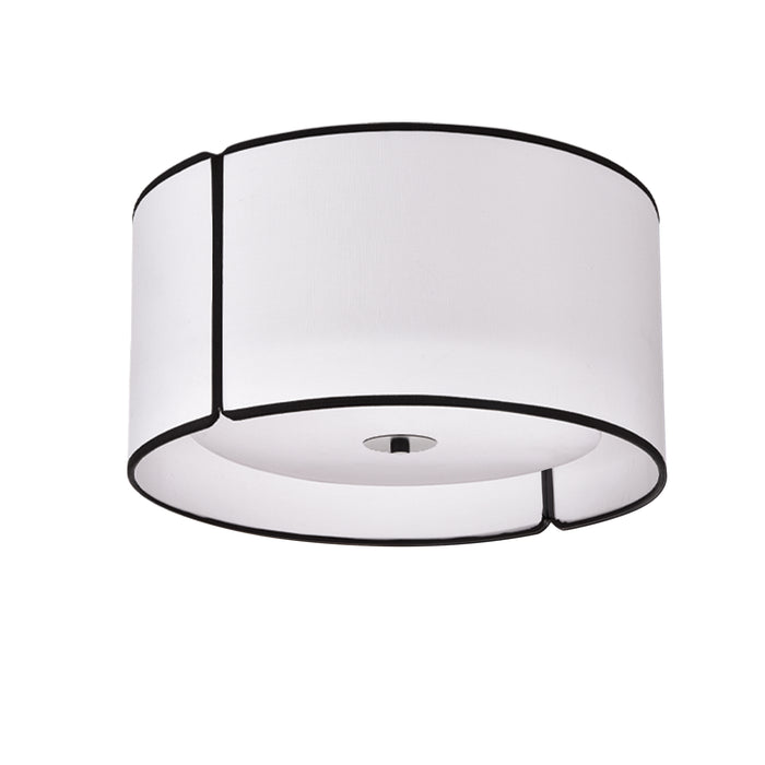 Notched Drum 3 Light Flush Mount - Matte Black - White Shade and Diffuser