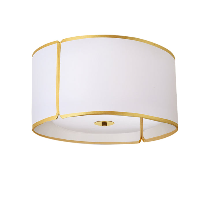 Notched Drum 3 Light Flush Mount - Gold - White Shade and Diffuser