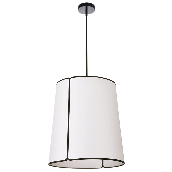 Notched Drum 3 Light Notched Pendant - Black Finish - White Shade/Diffuser