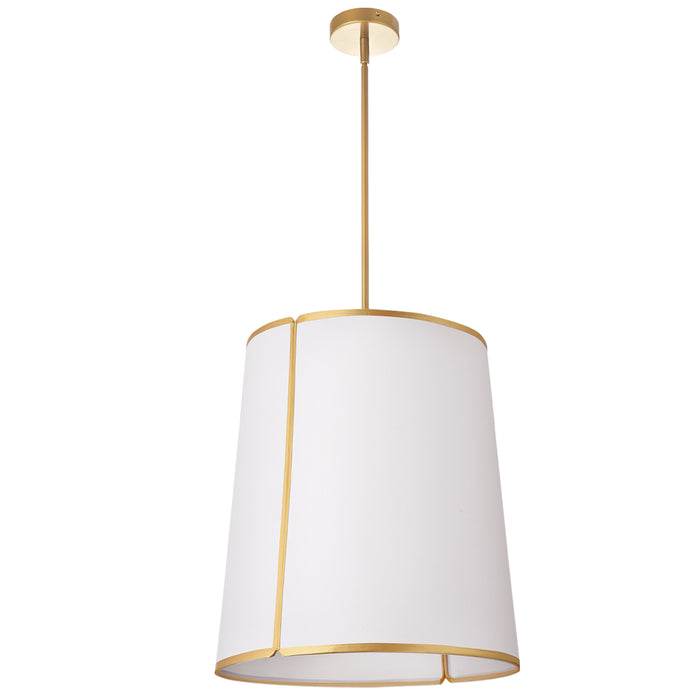 Notched Drum 3 Light Notched Pendant - Gold Finish - White Shade/Diffuser