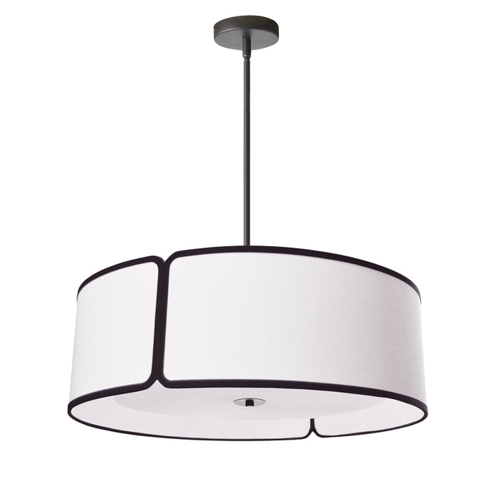 Notched Drum 4 Light Notched Drum Pendant - Black Finish - White Shade/White Diffuser