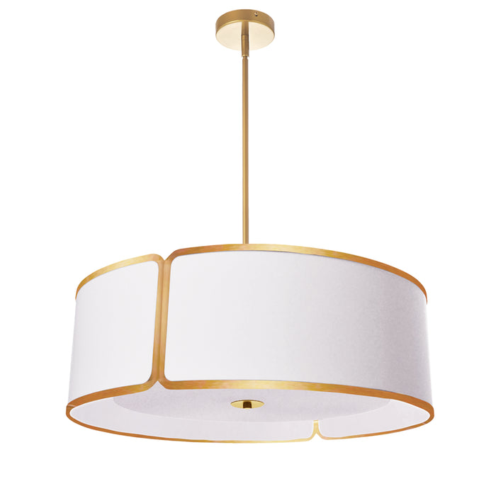 Notched Drum 4 Light Notched Drum Pendant - Gold Finish - White Shade/Diffuser