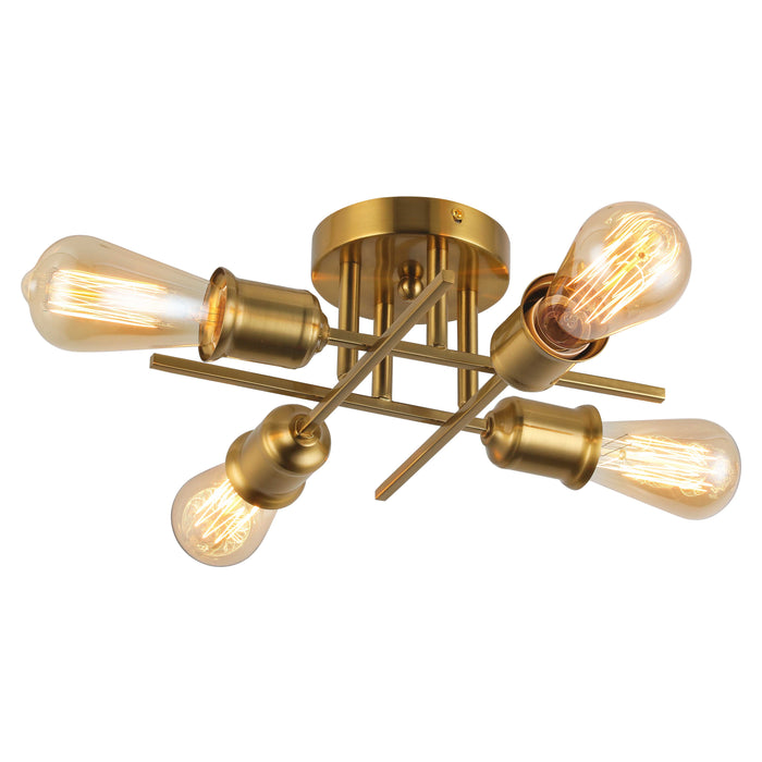 Nebraska 4 Light Semi-Flush Mount - Aged Brass Finish