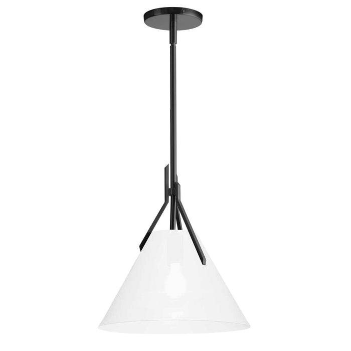 Nicole 1 Light Pendant - Matte Black - Opal White Glass