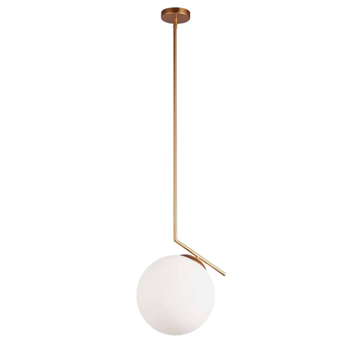 Orion 1 Light Pendant - Plated Gold Finish - White Glass