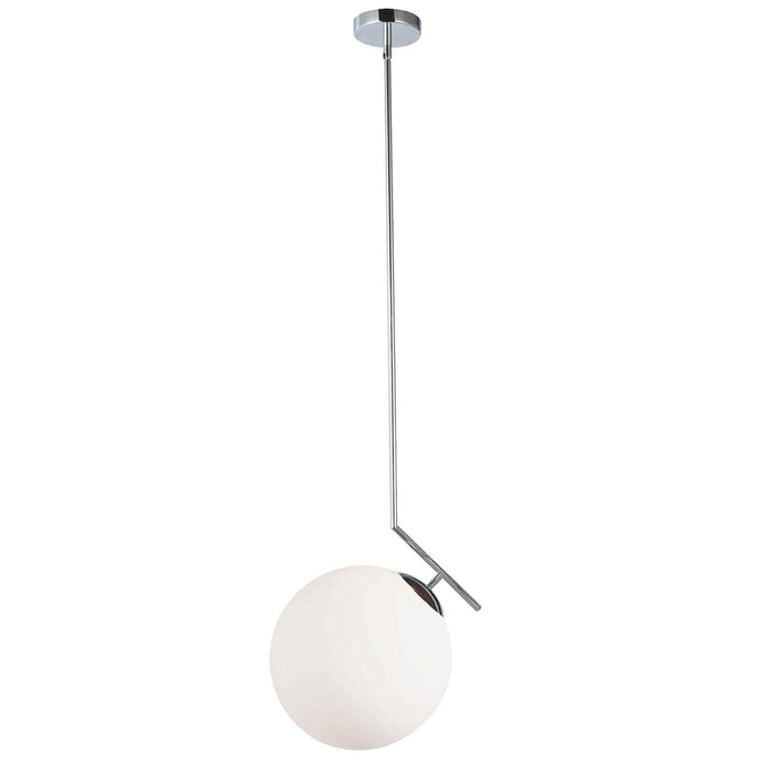 Orion 1 Light Pendant - Polished Chrome Finish - White Glass