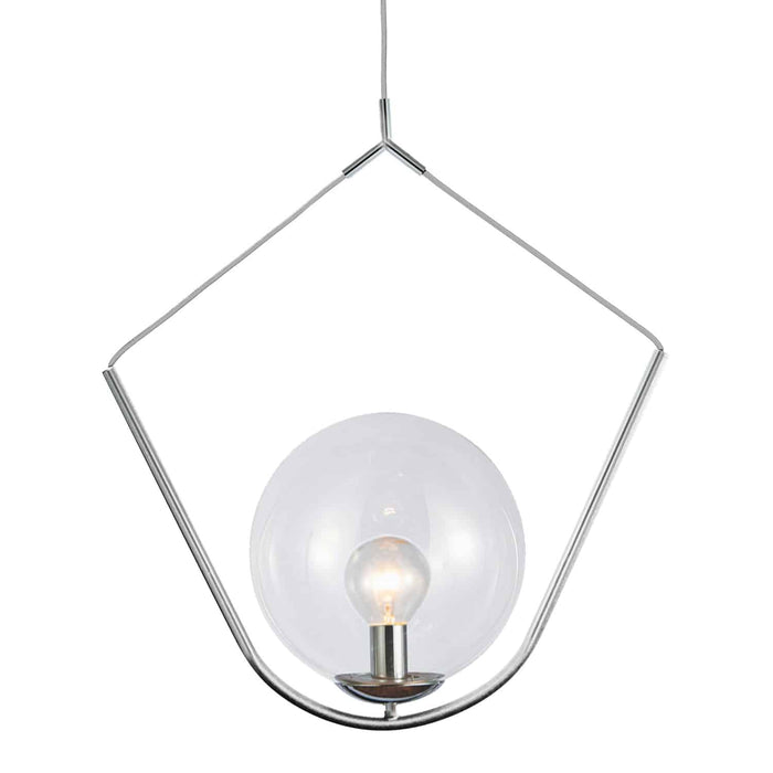 Orion 1 Light Pendant Polished - Chrome Finish - Clear Glass