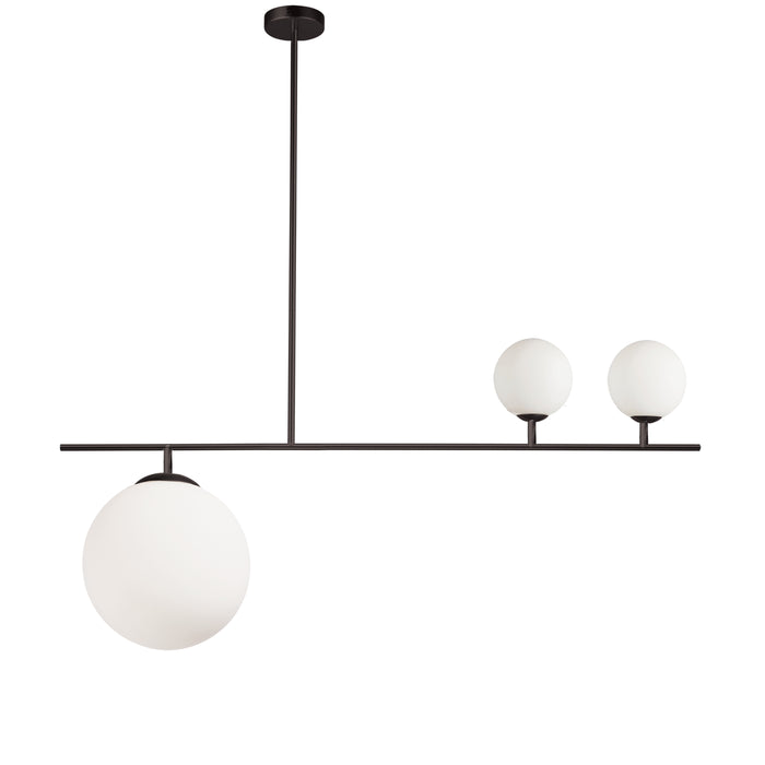 Orion 3 Light Pendant - Matte Black Finish - White Glass