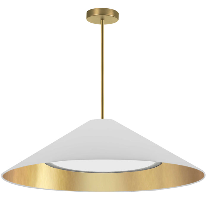 Padme Pendant - 30W - Aged Brass - White/Gold Shade