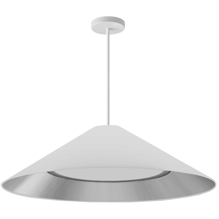 Padme Pendant - 30W - Matte White - White/Silver Shade