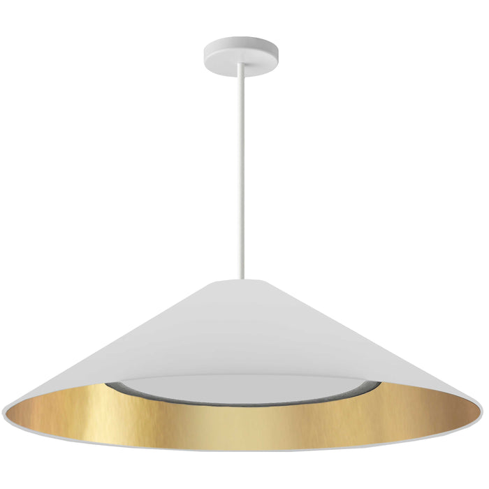 Padme Pendant - 30W - Matte White - White/Gold Shade