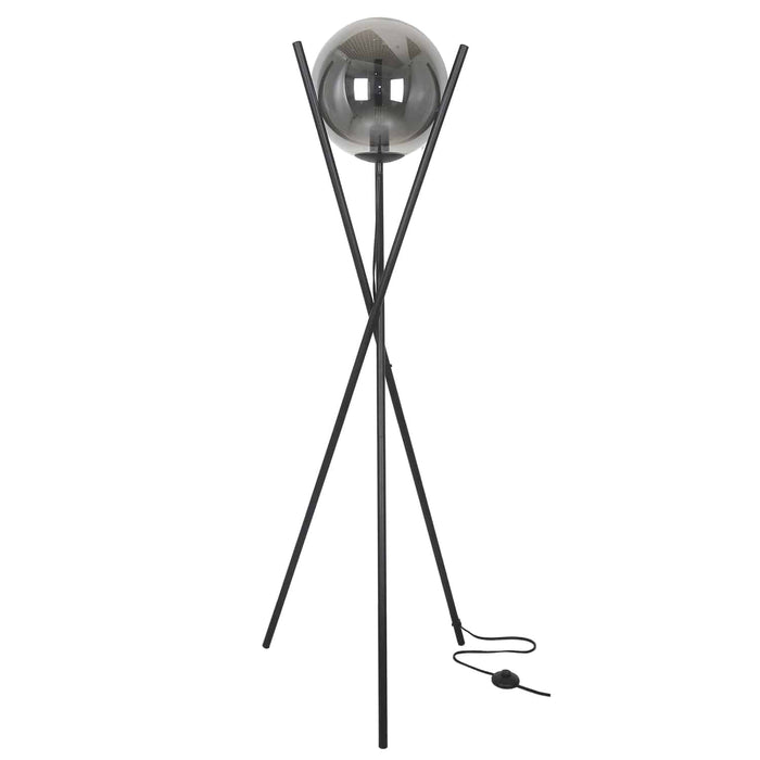 Pamela 1 Light Floor Lamp - Matte Black Finish - Smoked Glass