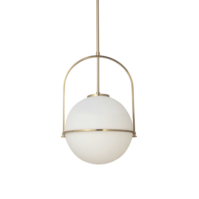 Paola 1 Light Pendant - Small - Aged Brass - White Opal Glass