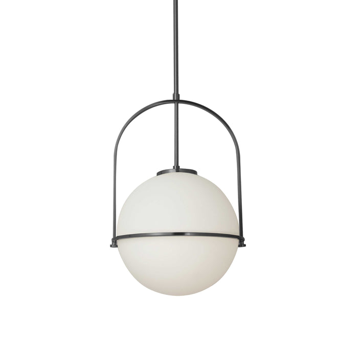 Paola 1 Light Pendant - Small - Matte Black - White Opal Glass