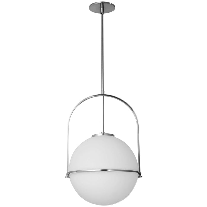 Paola 1 Light Pendant - Small - Polished Chrome - White Opal Glass