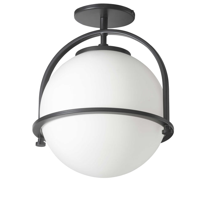 Paola 1 Light Semi-Flush Mount - Matte Black - White Opal Glass