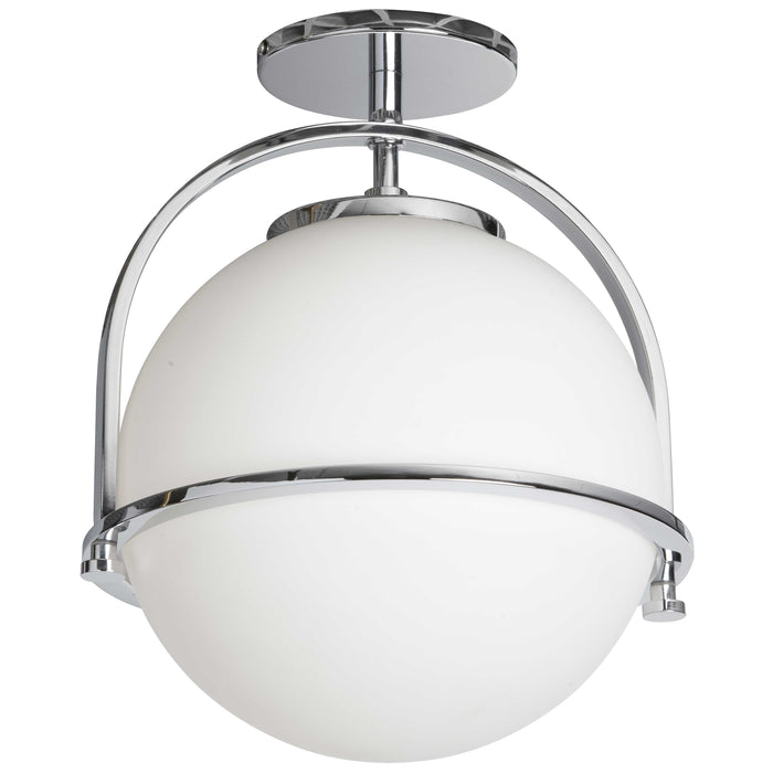 Paola 1 Light Semi-Flush Mount - Polished Chrome - White Opal Glass