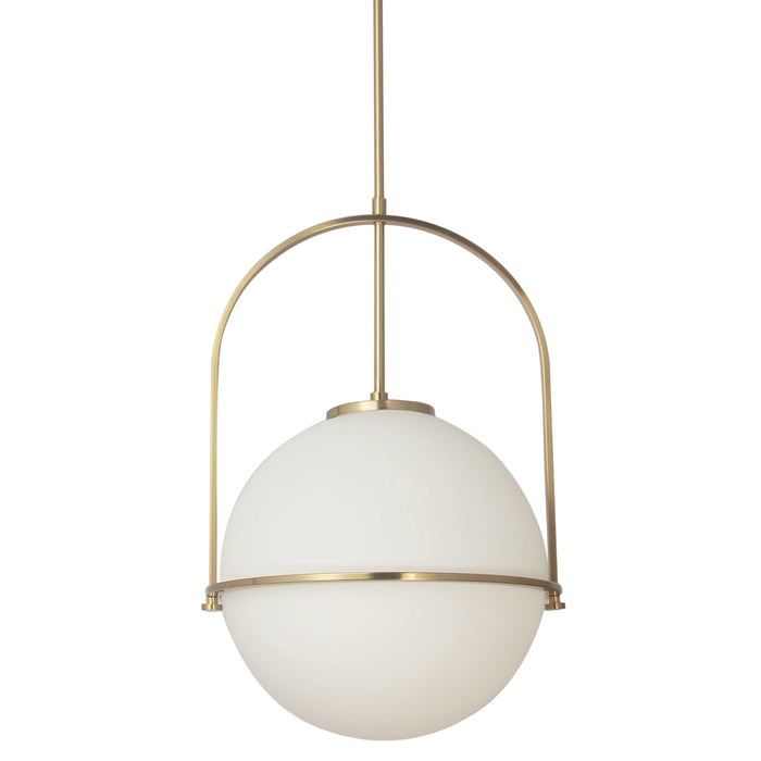 Paola 1 Light Pendant - Large - Aged Brass - White Opal Glass