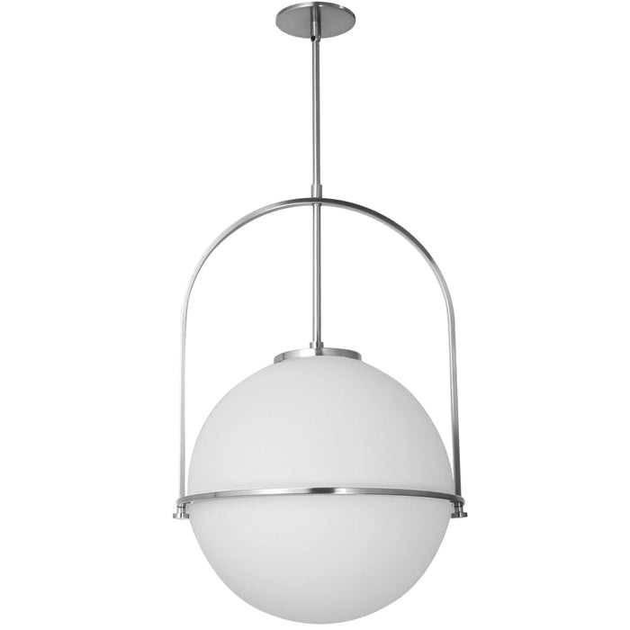 Paola 1 Light Pendant - Large - Polished Chrome - White Opal Glass