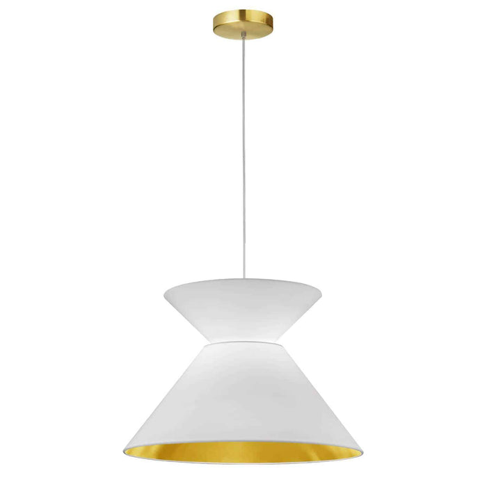 Patricia 1 Light Pendant - Aged Brass - White/Gold Shade