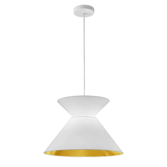 Patricia 1 Light Pendant - White - White/Gold Shade