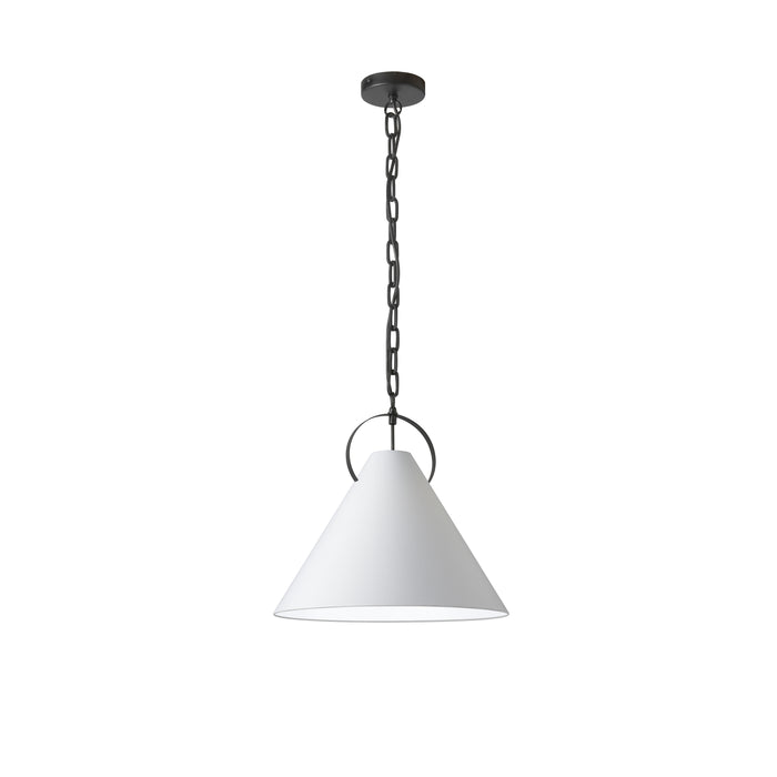 Princeton 1 Light Pendant - 16" dia - Matte Black Finish - White Shade