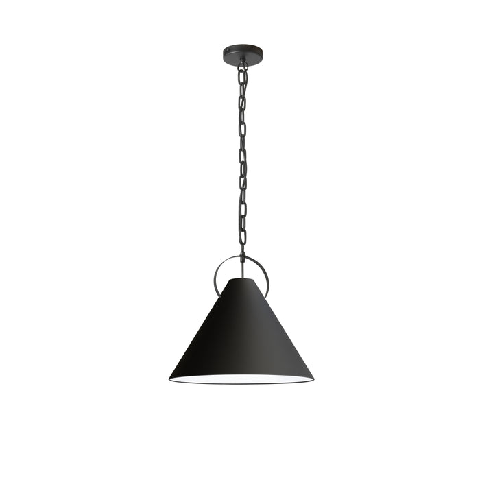 Princeton 1 Light Pendant - 16" dia - Matte Black Finish - Black Shade