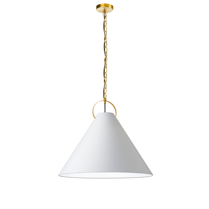 Princeton 1 Light Pendant - 24" dia - Aged Brass - Finish - White Shade