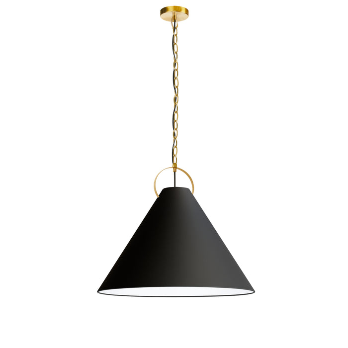 Princeton 1 Light Pendant - 24" dia - Aged Brass - Finish - Black Shade