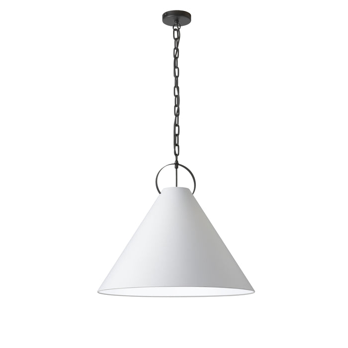 Princeton 1 Light Pendant - 24" dia - Matte Black Finish - White Shade