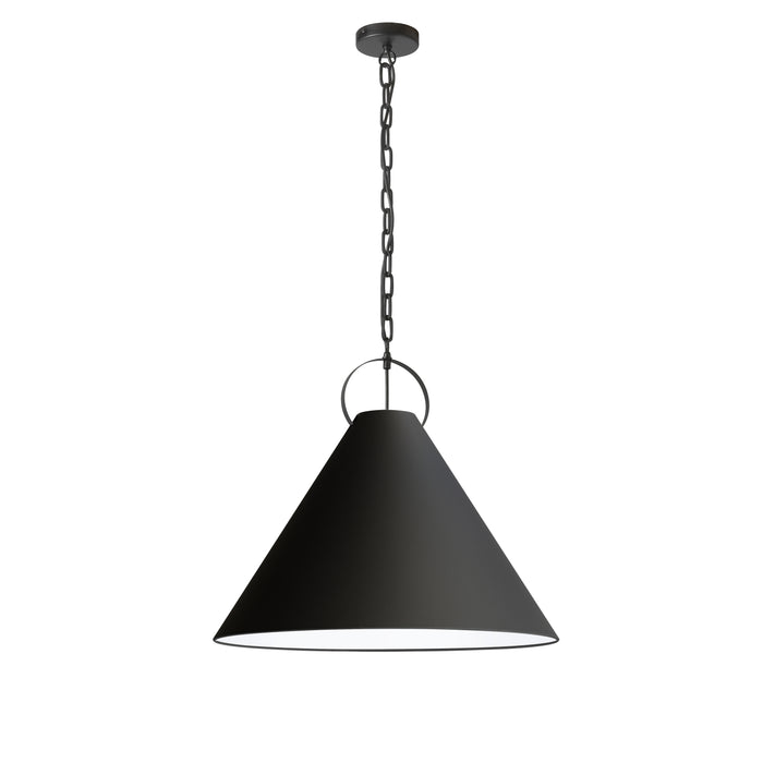 Princeton 1 Light Pendant - 24" dia - Matte Black Finish - Black Shade