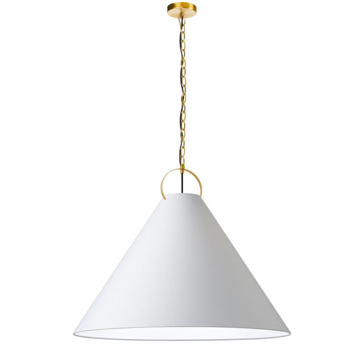 Princeton 1 Light Pendant - 32" dia - Aged Brass - Finish - White Shade