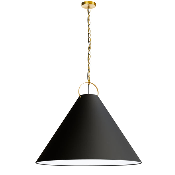 Princeton 1 Light Pendant - 32" dia - Aged Brass - Finish - Black Shade