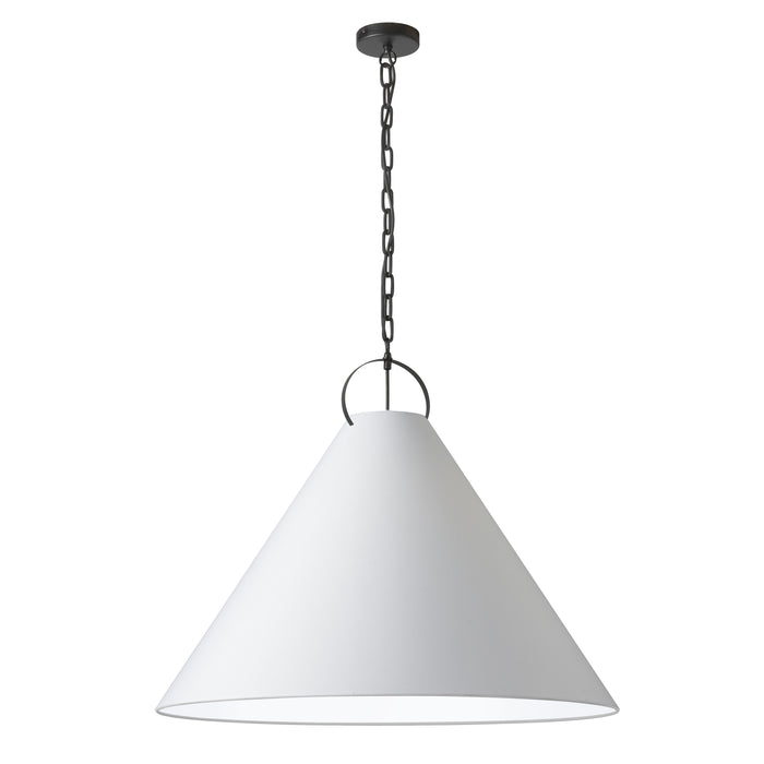 Princeton 1 Light Pendant - 32" dia - Matte Black Finish - White Shade