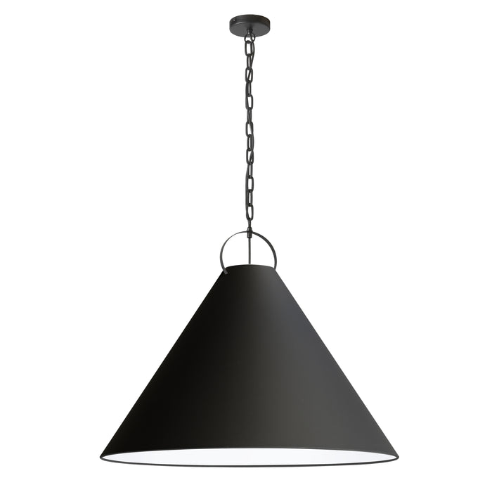 Princeton 1 Light Pendant - 32" dia - Matte Black Finish - Black Shade