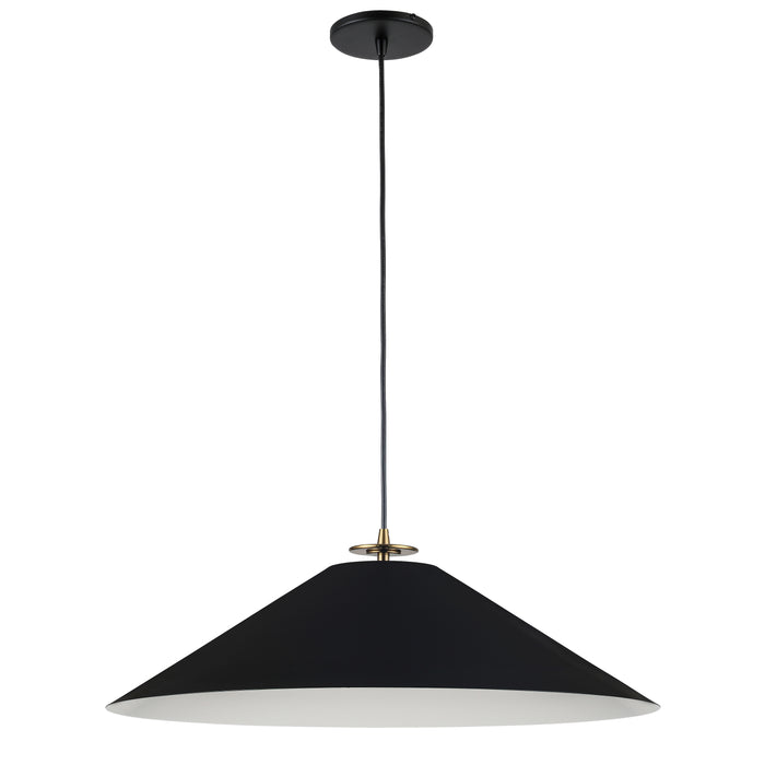 Prudence 1 Light Pendant - Aged Brass Finish - Matte Black Shade