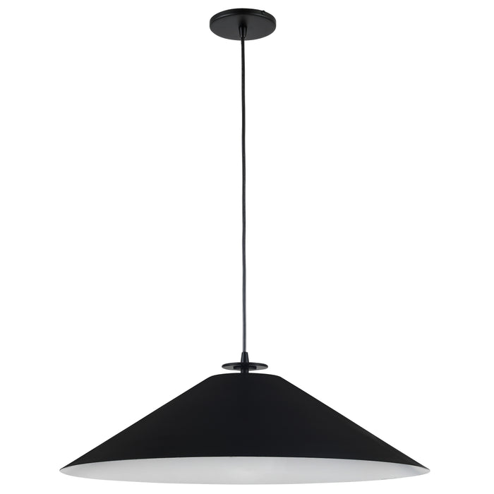 Prudence 1 Light Pendant - Matte Black Finish - Black/White Shade