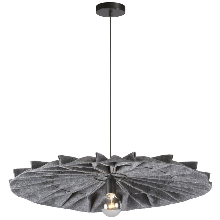 Plegado 1 Light Pendant - Matte Black - Grey Felt Shade