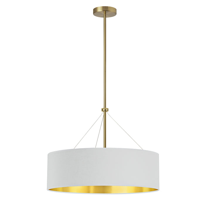 Pallavi 4 Light Pendant - 22" dia - Aged Brass - White/Gold Shade