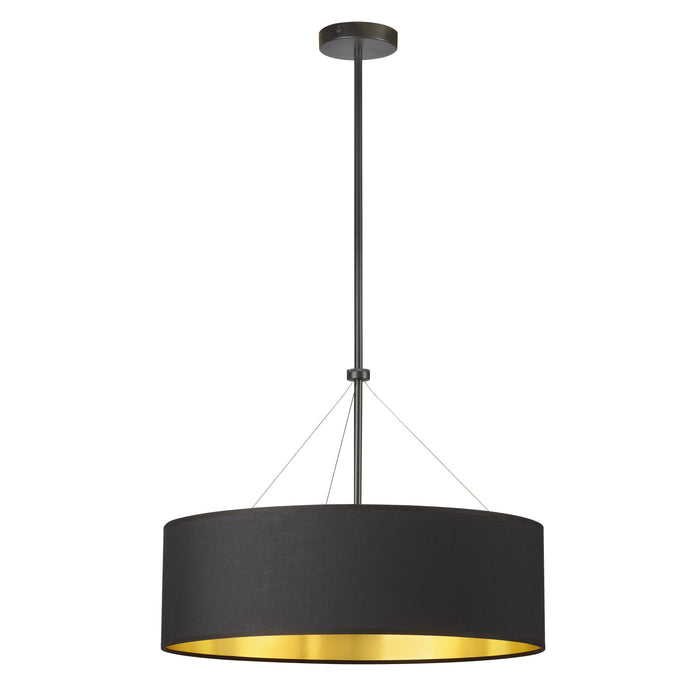 Pallavi 4 Light Pendant - 22" dia - Matte Black - Black/Gold Shade